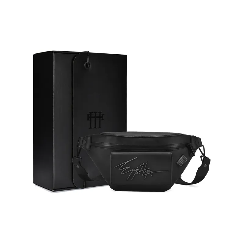 EPIPHQNY PU Leather Waist Bag Chest Bag Regular Unisex Black-5