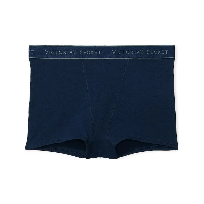 Victoria's Secret PINK COTTON Logo Cotton Lace High-Waist Bt Panty/N N Underpants Women's 1 Pack Blue-0