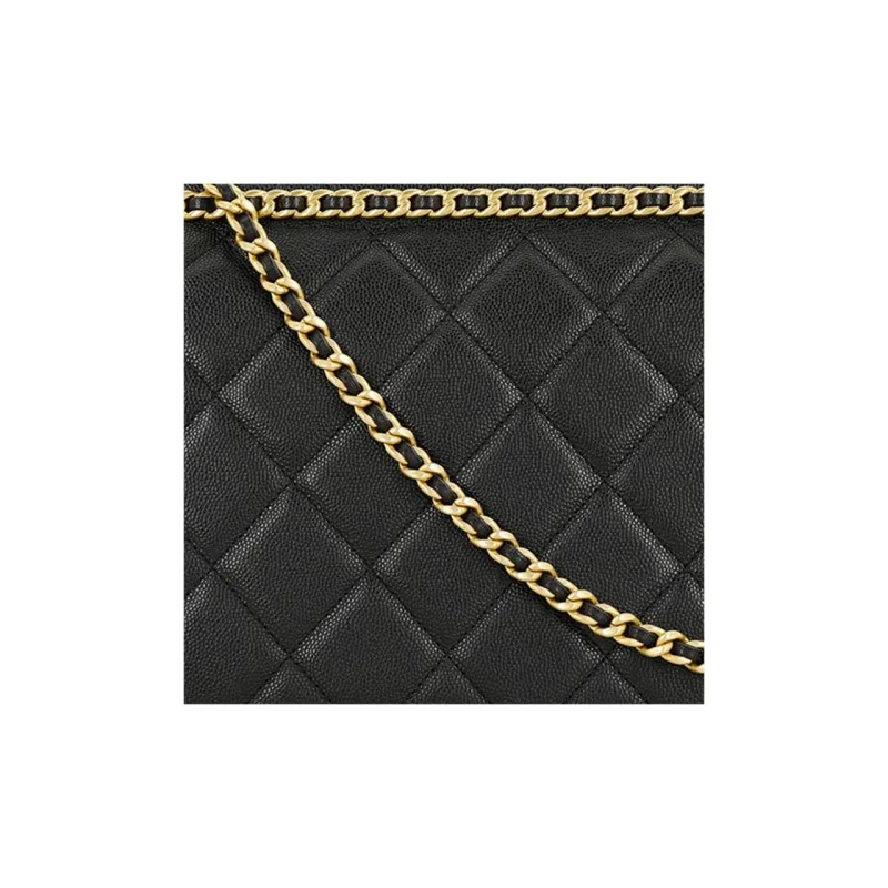 CHANEL Grain Embossed Caviar Cow Leather Flap Bag, Crossbody Bag, Shoulder Bag Women's Black-5