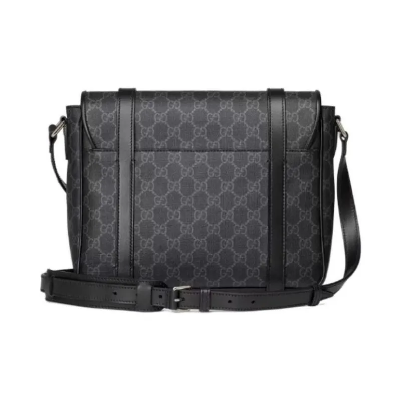 GUCCI Canvas With Leather Binding Canvas Bag, Messenger Bag, Shoulder Bag, Crossbody Bag Regular Men's Black-3
