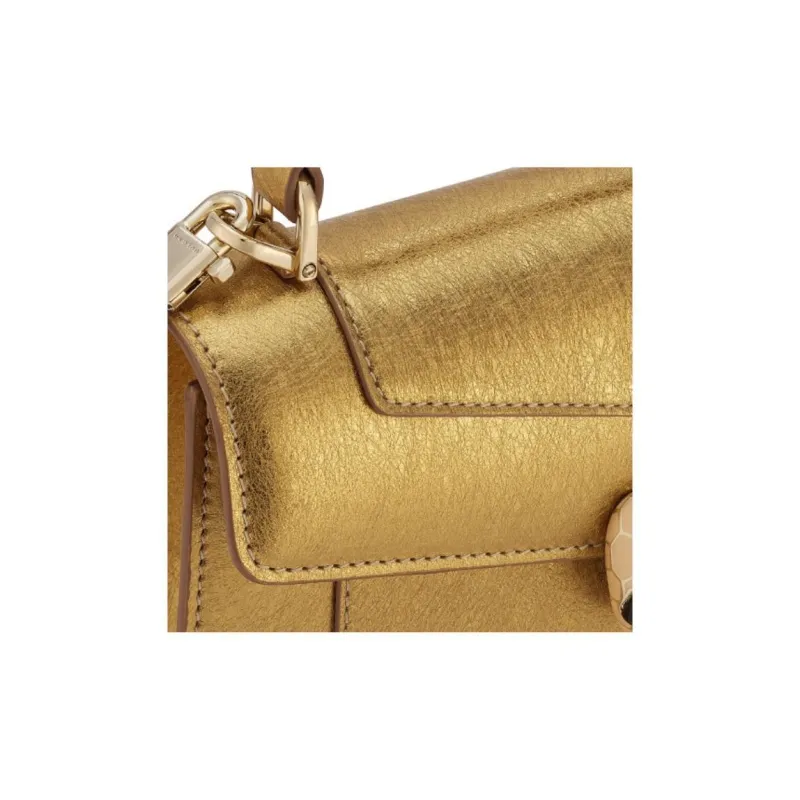 BVLGARI Calfskin Shoulder Bag Crossbody Bag Handbag Mini Women's Gold-4
