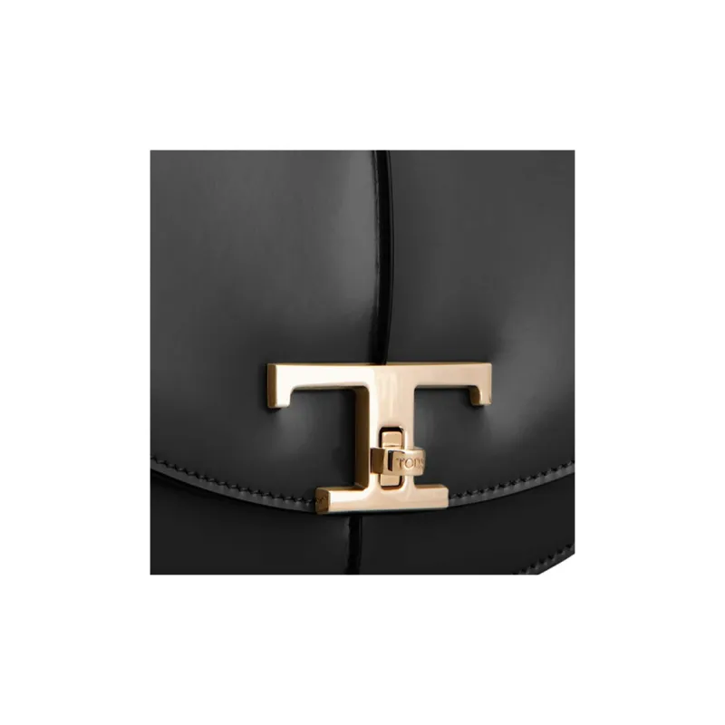 TOD'S Leather Handbag Shoulder Bag Women's Black-4