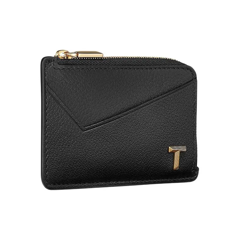 TIFFANY & CO. Tiffany T Goatskin Card Holder Women's Black-1