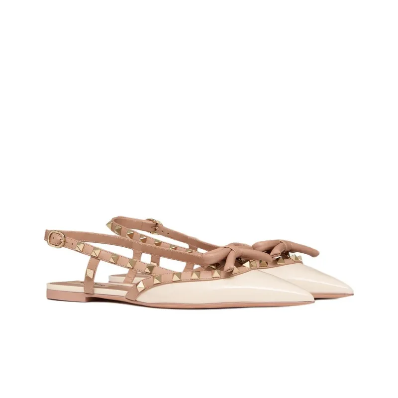 Valentino Garavani Rockstud Bow Slingback Ballerina Shoes-2