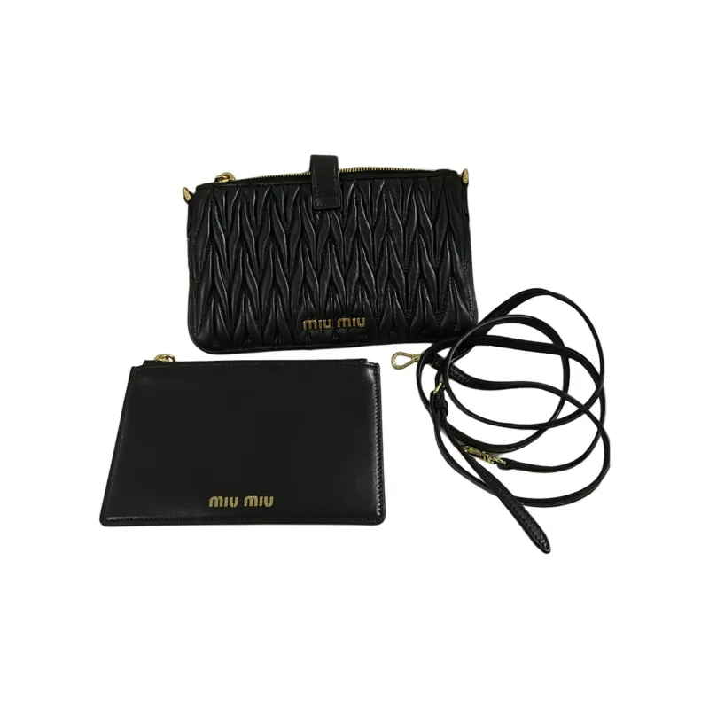 MIU MIU Sheepskin Patchwork With Cow Leather Shoulder Bag Crossbody Bag Women's Black-1