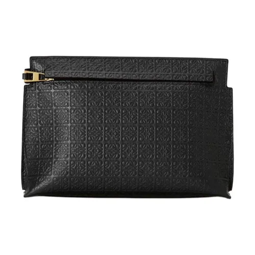 LOEWE Embossed Smooth Finish Calfskin Portable Handheld Shoulder Bag Mini Women's Black