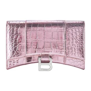 Balenciaga Hourglass Cow Leather Wallet Women's Pink