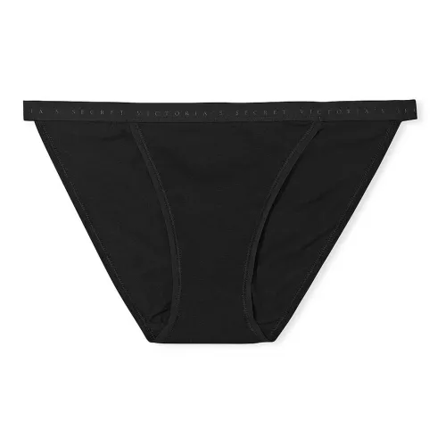 Victoria's Secret PINK Stretch Cotton String Bikini Panty/Black Underpants Women's 1 Pack Black