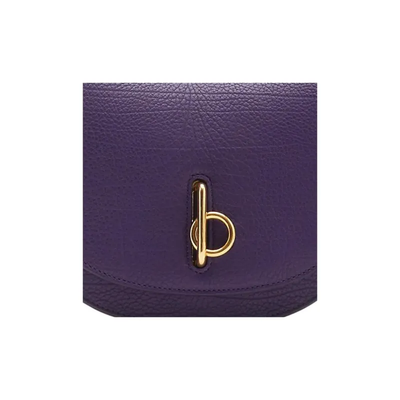 Burberry Rocking Horse Calfskin Crossbody Bag Shoulder Bag Women's Ribbon Purple-4