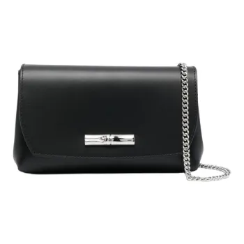 LONGCHAMP Roseau Smooth Grain Cow Leather Baguette Bag Handheld Shoulder Bag Crossbody Bag Women's Black