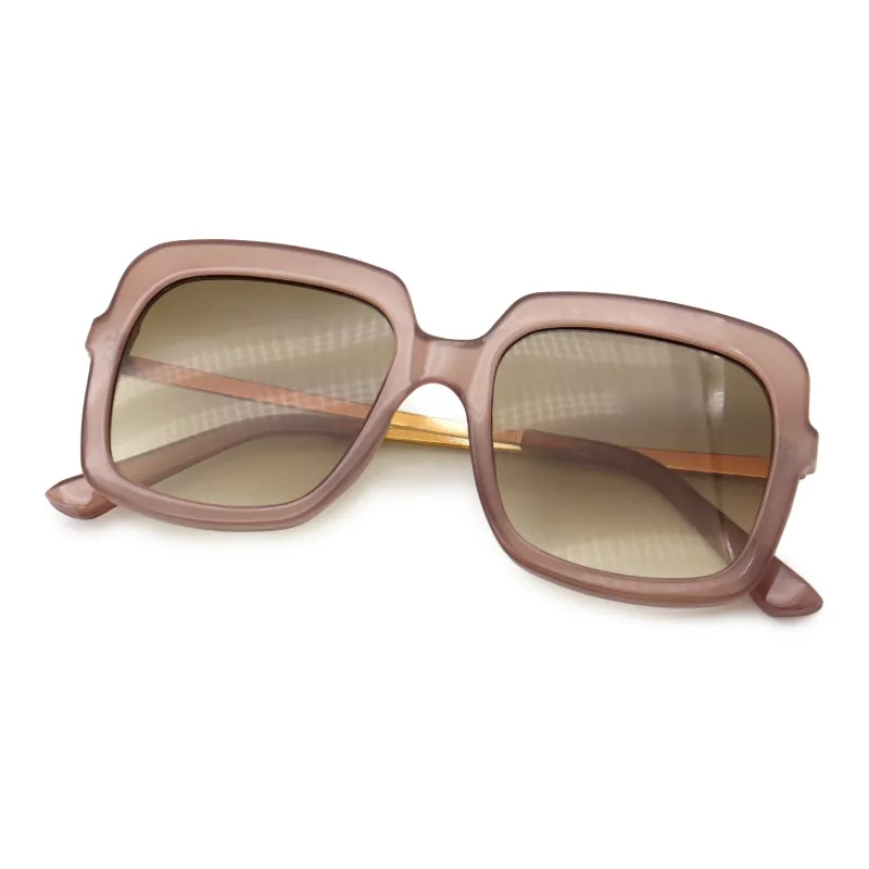 Pair Ponyo PC Square Sunglasses Unisex Transparent Dark Pink-3