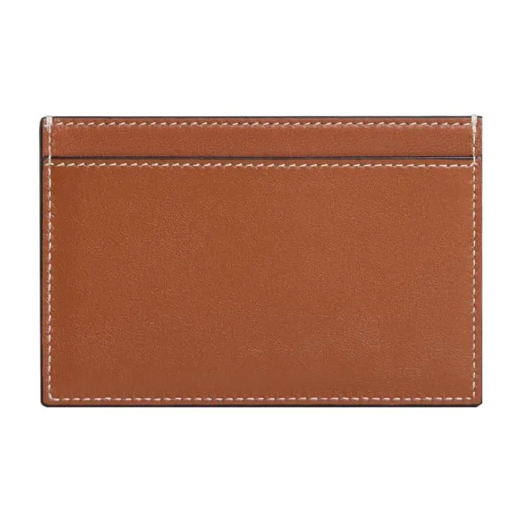 CELINE Triomphe Cow Leather Card Clip Money Clip Card Holder Women's Tan-5