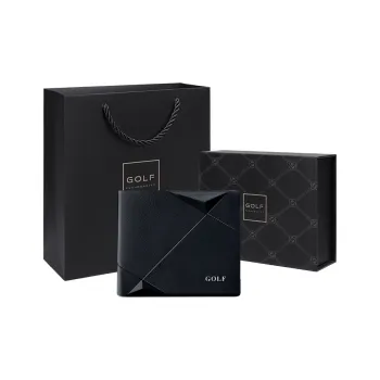GOLF Top Grain Cow Leather Wallet Small Size Men's Black