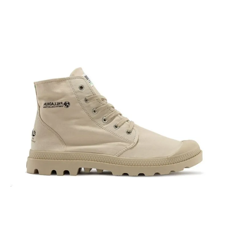 Palladium Pampa Anti Slip And Wear Resistant Breathable Cushioning High Top Canvas Shoes Unisex Desert-1