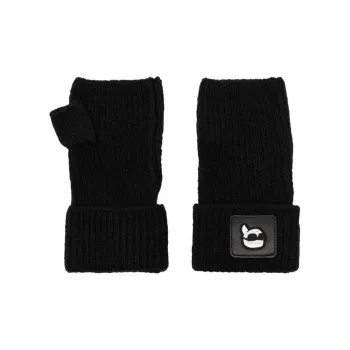 KARL LAGERFELD K/Ikonik Ribbed-knit Fingerless Gloves