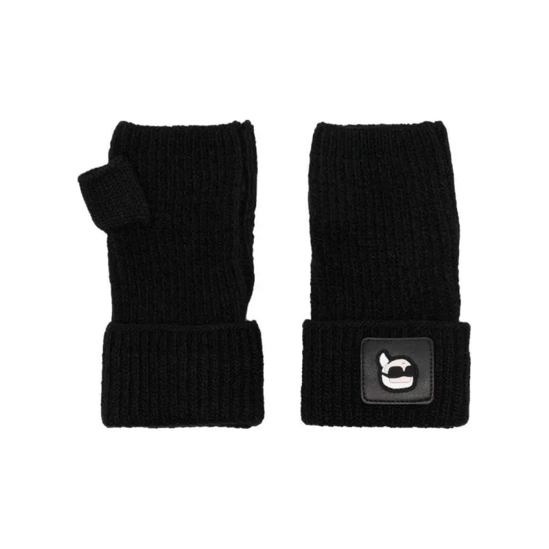 KARL LAGERFELD K/Ikonik Ribbed-knit Fingerless Gloves-0