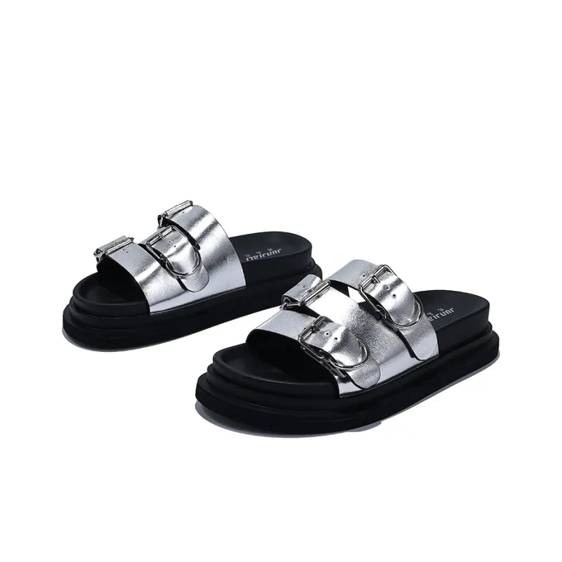 Junjali Slide Slippers Women's Silver/Black-1