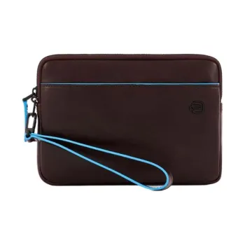 PIQUADRO Leather Wrist Clutch Unisex Dark Brown