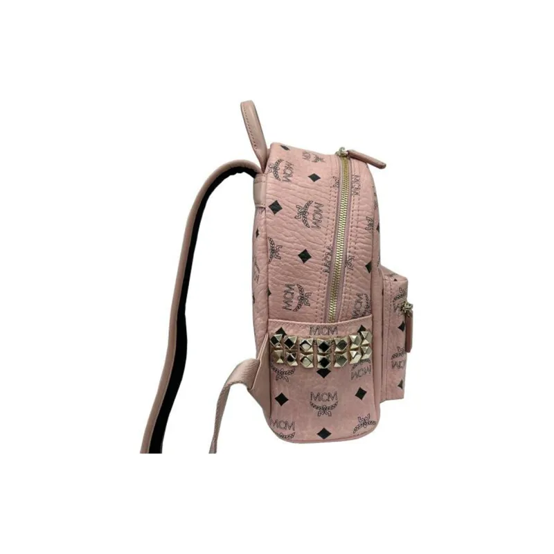 MCM Stark Side Studs Backpack Visetos Mini Soft Pink-4