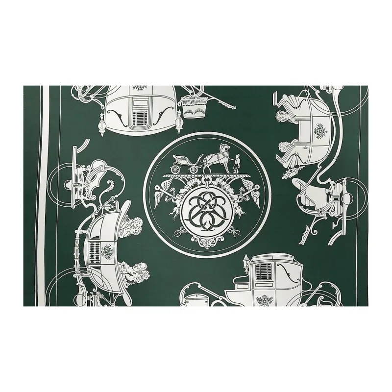 HERMES Silk Scarves Men's Green-1