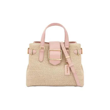 Kurt Geiger London Raffia Shoulder Bag Crossbody Bag Handbags Women's Pink & Beige