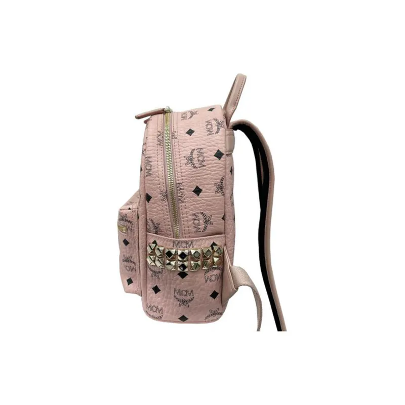 MCM Stark Side Studs Backpack Visetos Mini Soft Pink-3