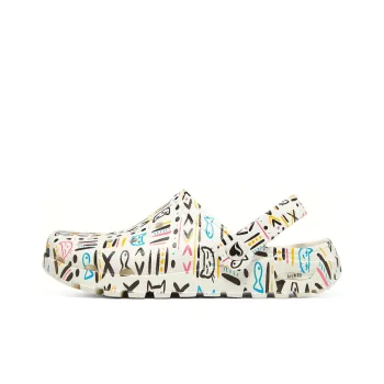 Skechers ARCH FIT FOOTSTEPS Rubber Sole Graffiti Slide Slippers Women's White Multicolor
