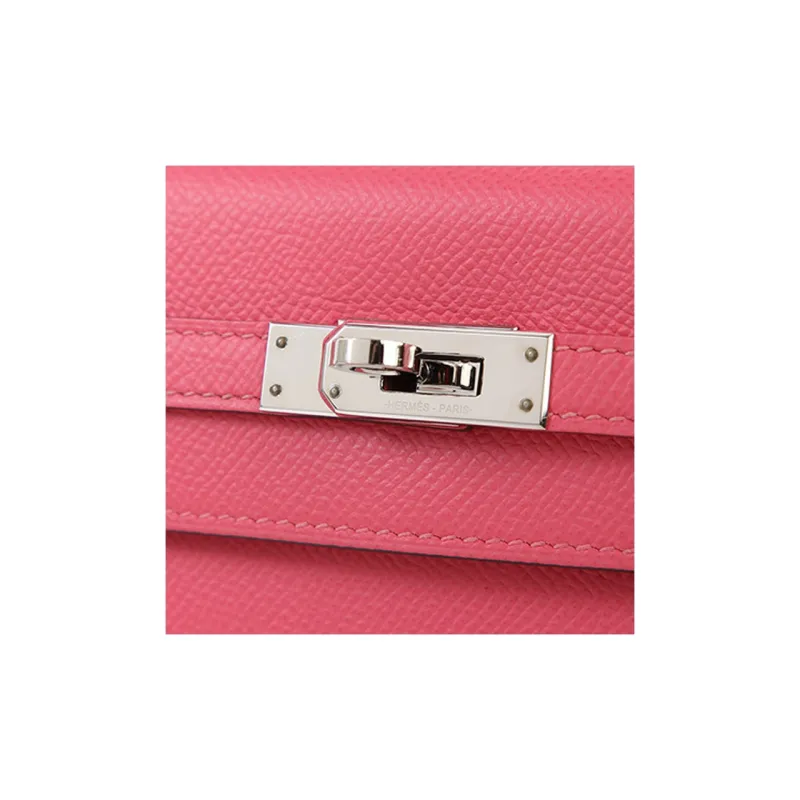HERMES Kelly Epsom Leather Kelly Bag One Shoulder Handbags Women's 8W Rose Azalea New Lip Balm Powder-8