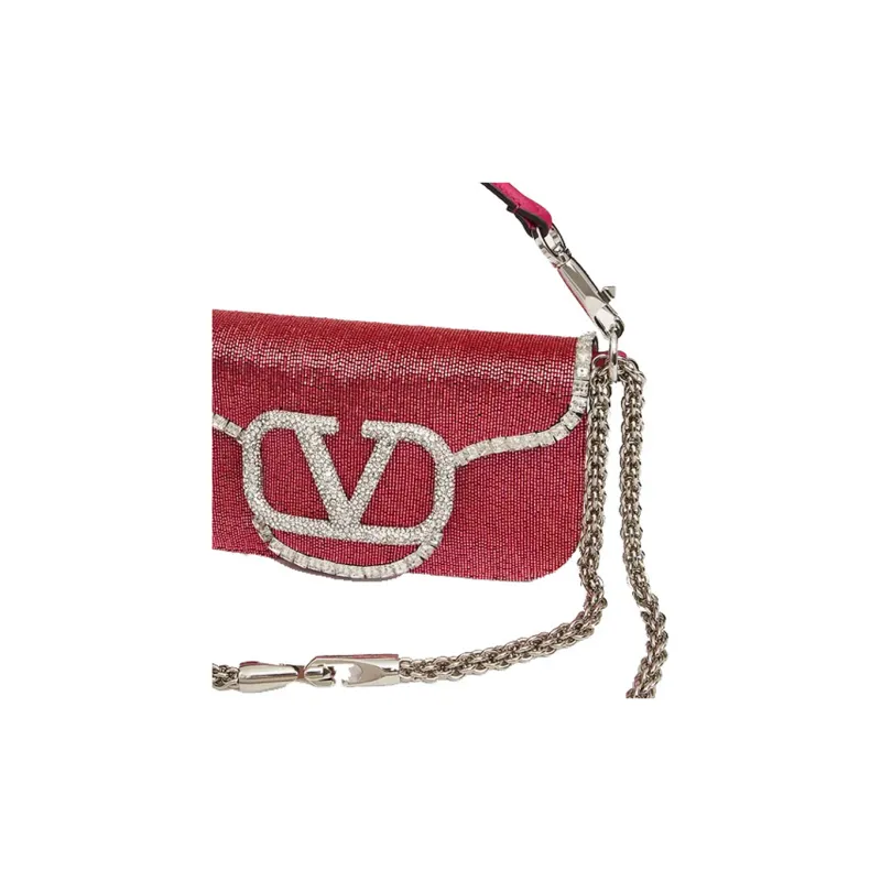 Valentino Locò Leather Baguette Bag Shoulder Bag Crossbody Bag Handbags Mini Women's Red-4