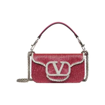 Valentino Locò Leather Baguette Bag Shoulder Bag Crossbody Bag Handbags Mini Women's Red
