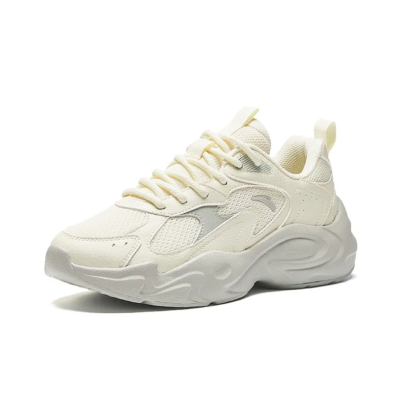Anta Life Collection Anti-Slip Wear-Resistant Low-Top Casual Shoes Women's Light Beige White-1