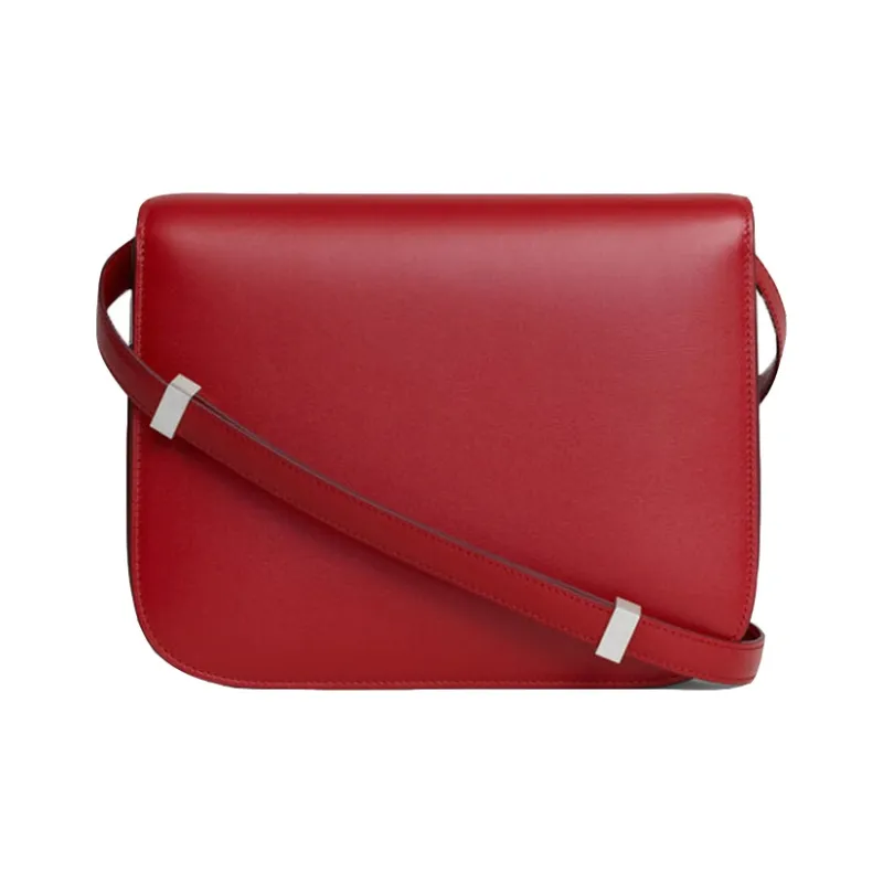 CELINE Polished Cow Leather Tofu Cube Bag Crossbody Bag Shoulder Bag Women's Red-2