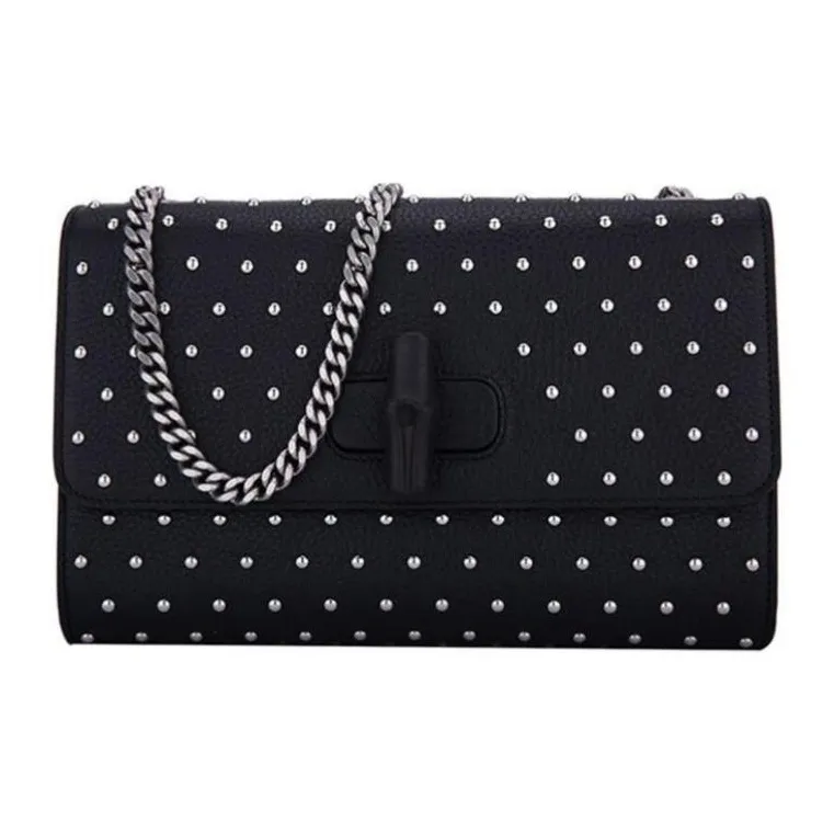 GUCCI Leather Shoulder Bag Crossbody Bag Women's Black-0