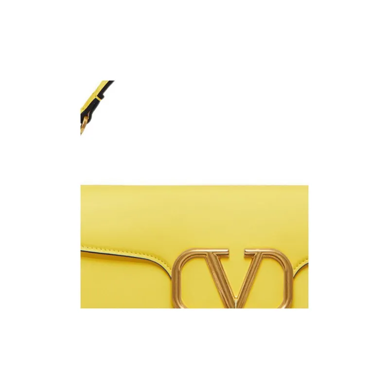 Valentino Locò Calfskin Baguette Bag Crossbody Bags Handbags Small Size Women's Yellow-3