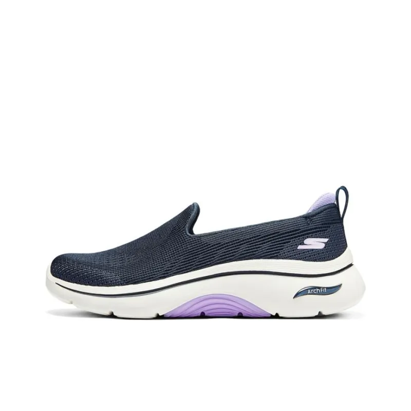 Skechers Cushioned Wear Resistant Coverage Support Lightweight Low Top Casual Shoes Women's Black White Purple-0