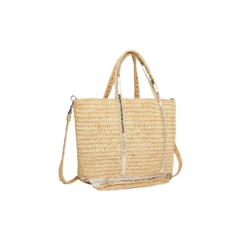 Vanessa Bruno Raffia Tote Bag, Shopping Bag, Shoulder Bag, Crossbody Bag, Handbag Women's Beige-1