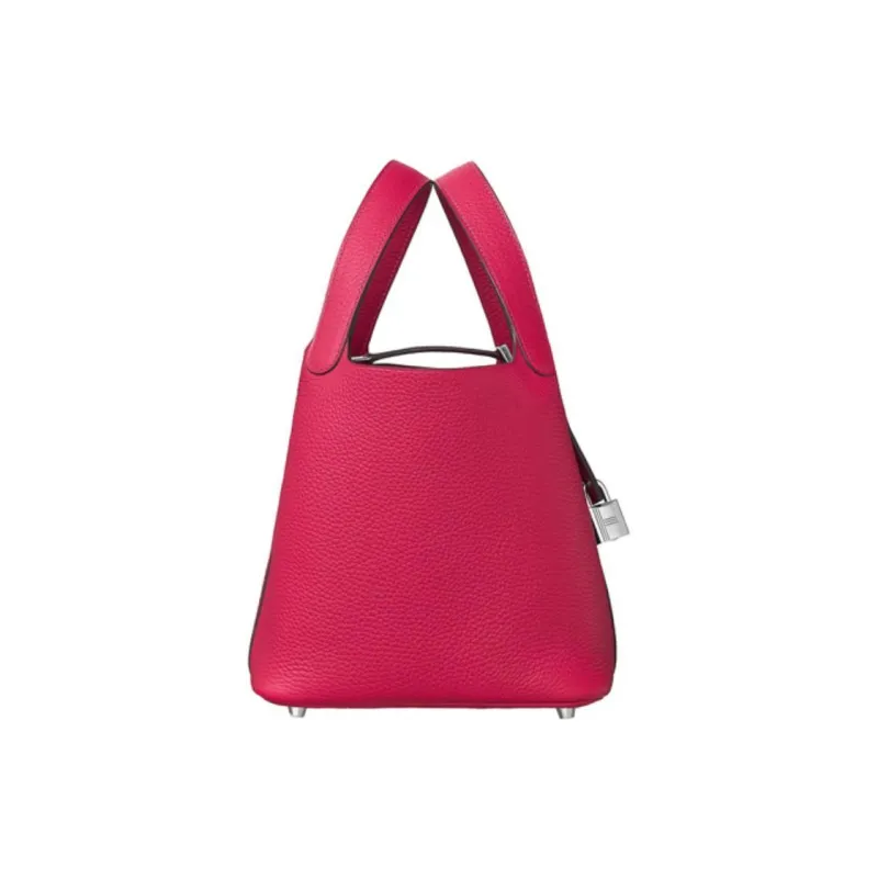 HERMES Picotin Lock Clemence Bullock Leather Basket Bag Handbag Bucket Bag Women's I6 Rose Extreme Extreme Pink-1