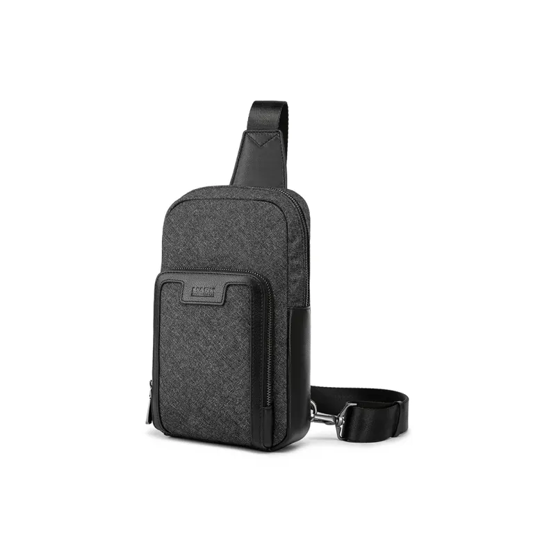 FAIRWHALE Oxford With Cow Leather Shoulder Bag, Crossbody Bag, Sling Bag Men's Dark Gray-1