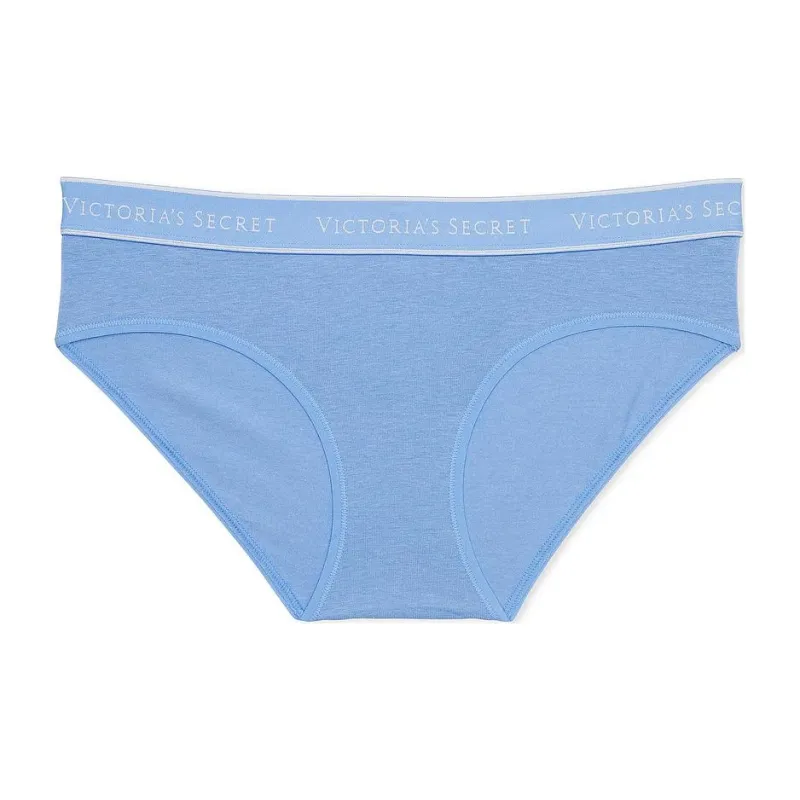 Victoria's Secret Logo Cotton Hiphugger Panty/Blue Bonnet Underpants Women's 1 Pack Blue-0