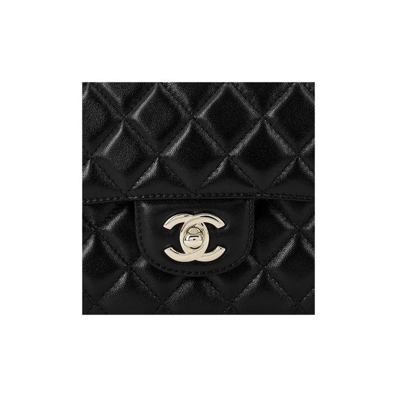 CHANEL Lambskin Chain Bag, Handbag, Shoulder Bag, Crossbody Bag Trumpets Women's Black-4