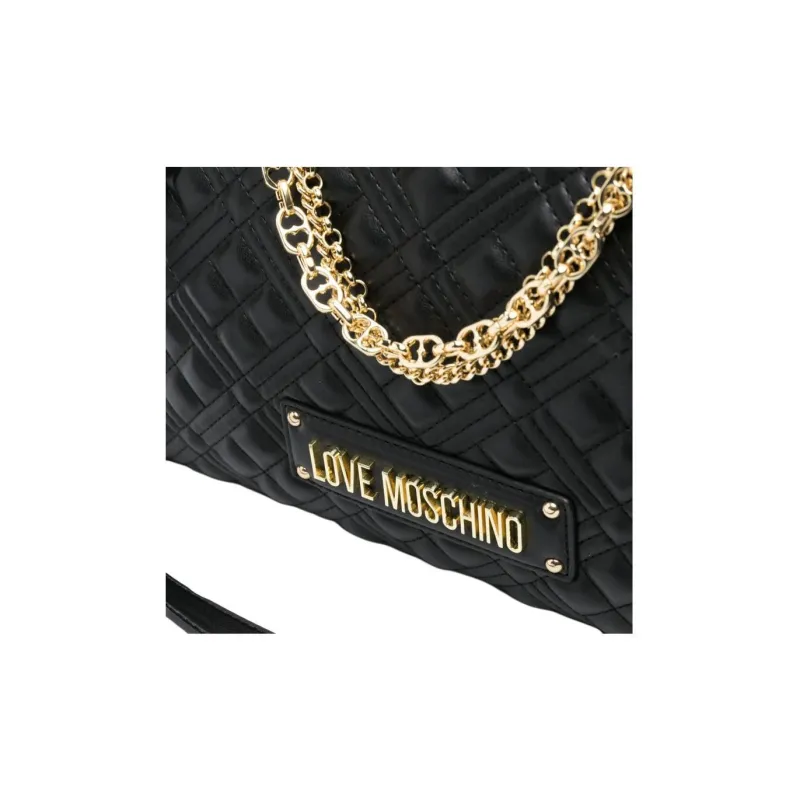 LOVE MOSCHINO Polyurethane Tote Bag, Shopping Bag, Handbag, Shoulder Bag Women's Black-3
