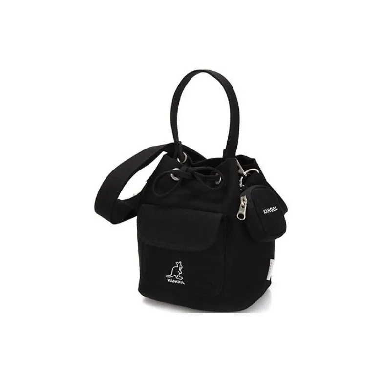 KANGOL Canvas Canvas Bag Bucket Bag Handbag Unisex Black-3