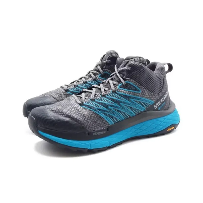 MERRELL Rubato Mid Gore-Te Cushioning Wear-Resistant High-Top Outdoor Shoes Men's Gray Blue-2