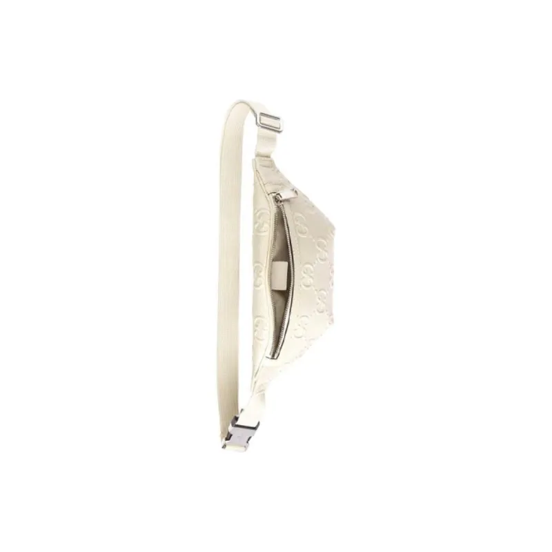 GUCCI Leather Shoulder Bag Crossbody Bag Sling Bag Fanny Pack Unisex White-6