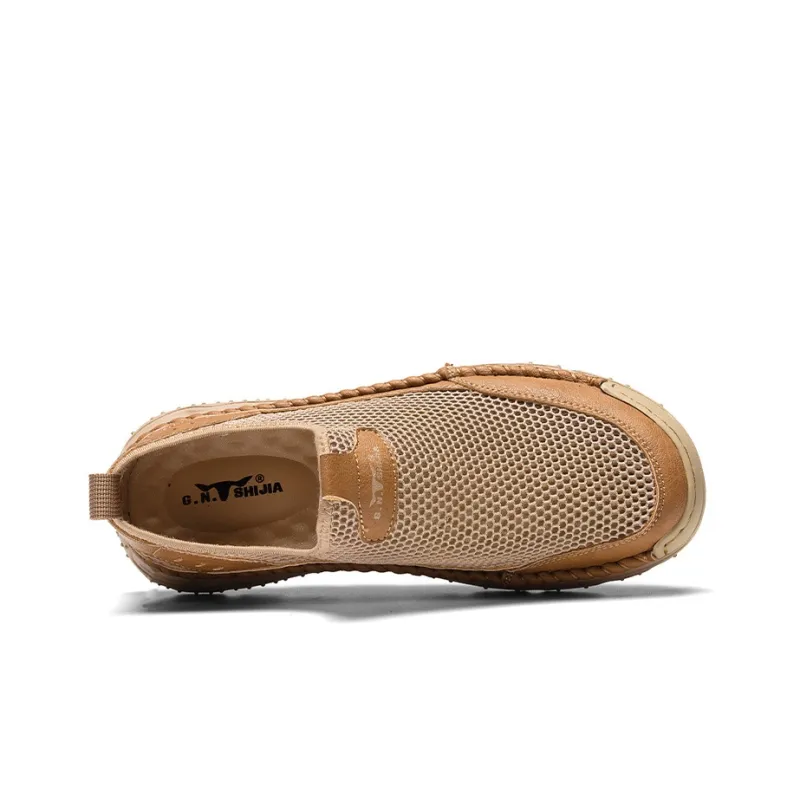 G.N.SHIJIA Casual Shoes Men Low Top Khaki/Light Brown-13