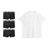 Black 3-Pack+270 G Heavyweight Pure White Short-Sleeved Shirt