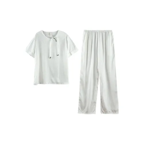 Q'NIANMA Pajama Set Women's Snowflake White