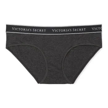 Victoria's Secret Logo Cotton Hiphugger Panty/Grey Underpants Women's 1 Pack Dark Gray