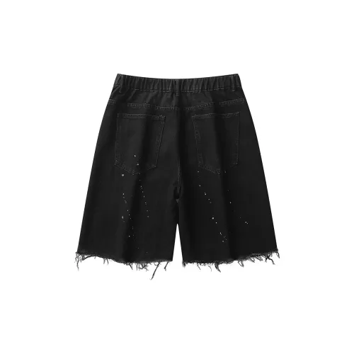 Ice flying Denim Shorts Unisex Black