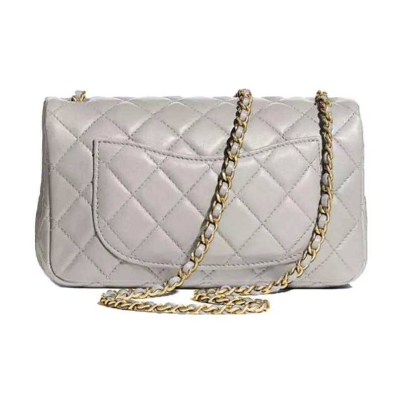 CHANEL Classic Flap CF Sheepskin Shoulder Bag, Crossbody Bag Mini Women's Light Gray Green-1